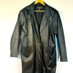 Savannah Women’s Leather Jacket Black color Size L midi length